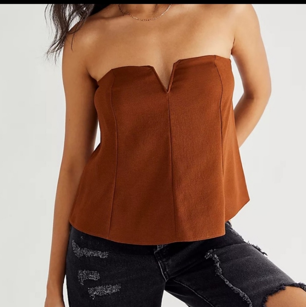 NWOT Free People Toss it On Brown Tube Top Small